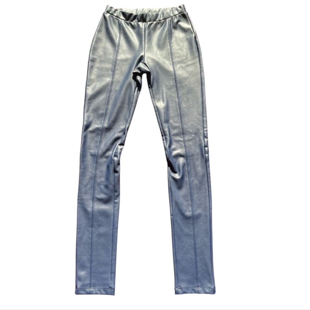 Generation Love Vegan Faux Leather Blue Stretch Leggings Size XXS (Waist 24)